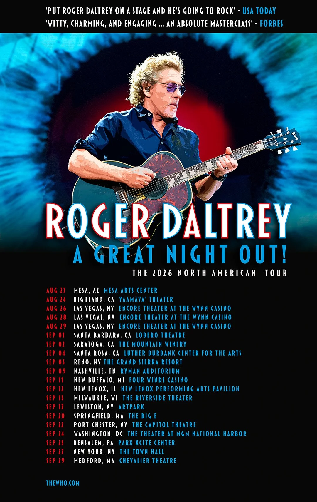 Roger Daltrey — A Great Night Out: The 2026 North American Tour