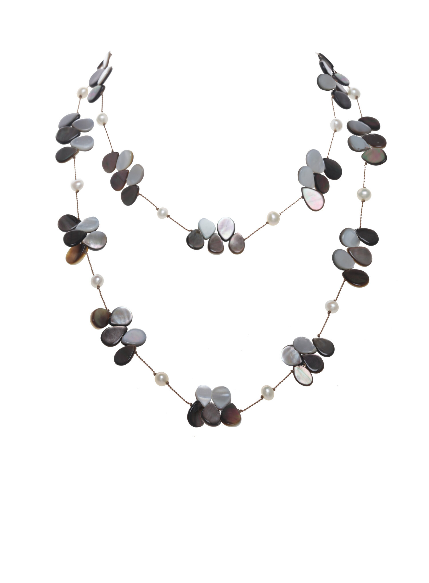 Abalone/ MOP Teardrop, White Freshwater Pearl Necklace — Margo Morrison New  York