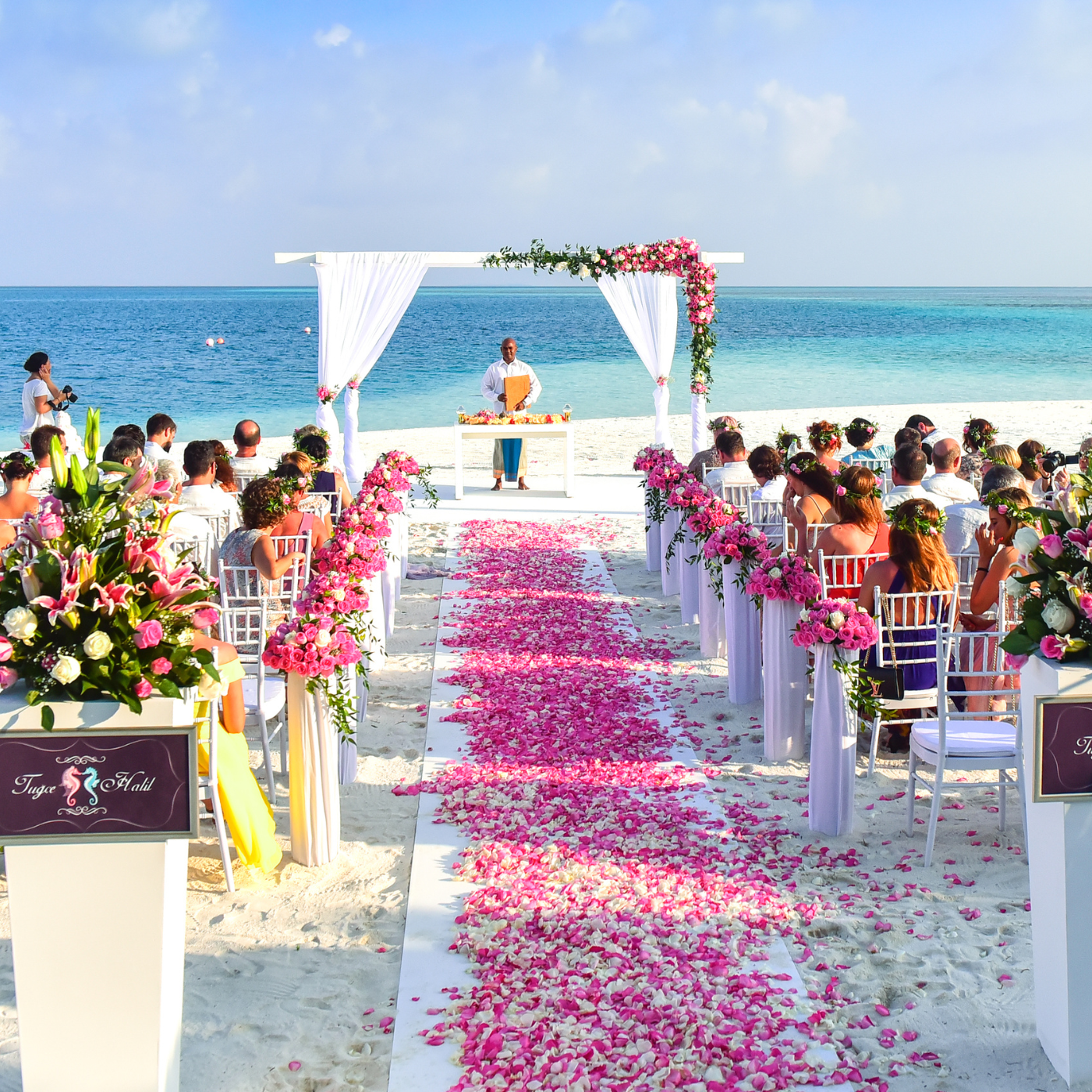 Destination wedding ceremony on the beach