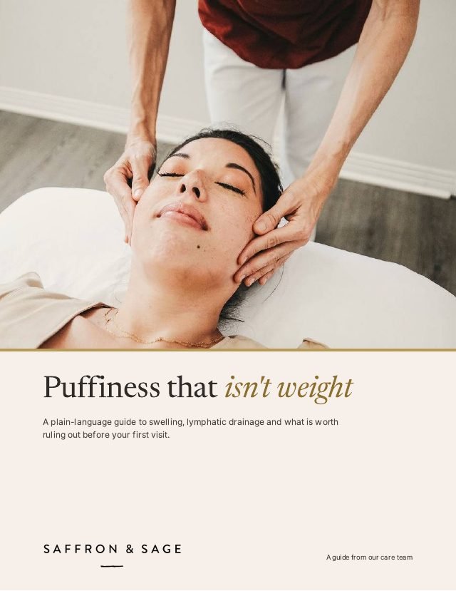Cover of the free Saffron & Sage guide: Puffiness that isn’t weight