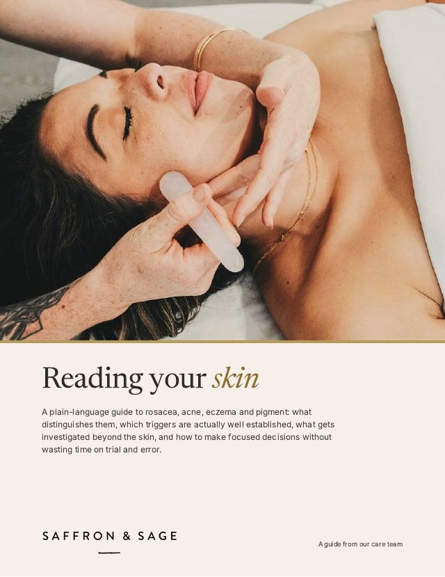 Cover of the free Saffron & Sage guide: Reading your skin