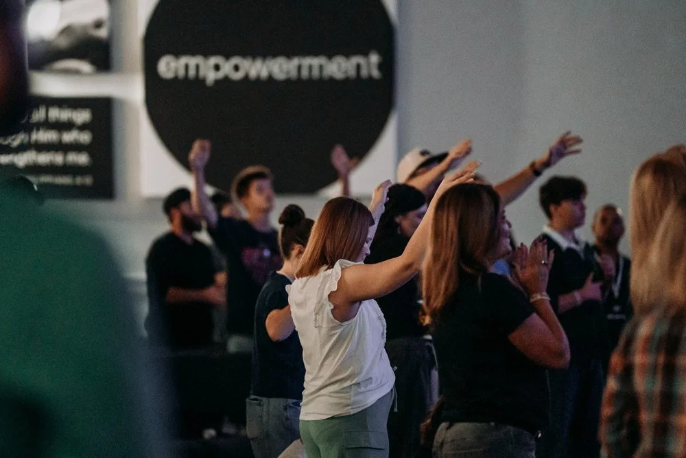 The Open Door church family worshiping together