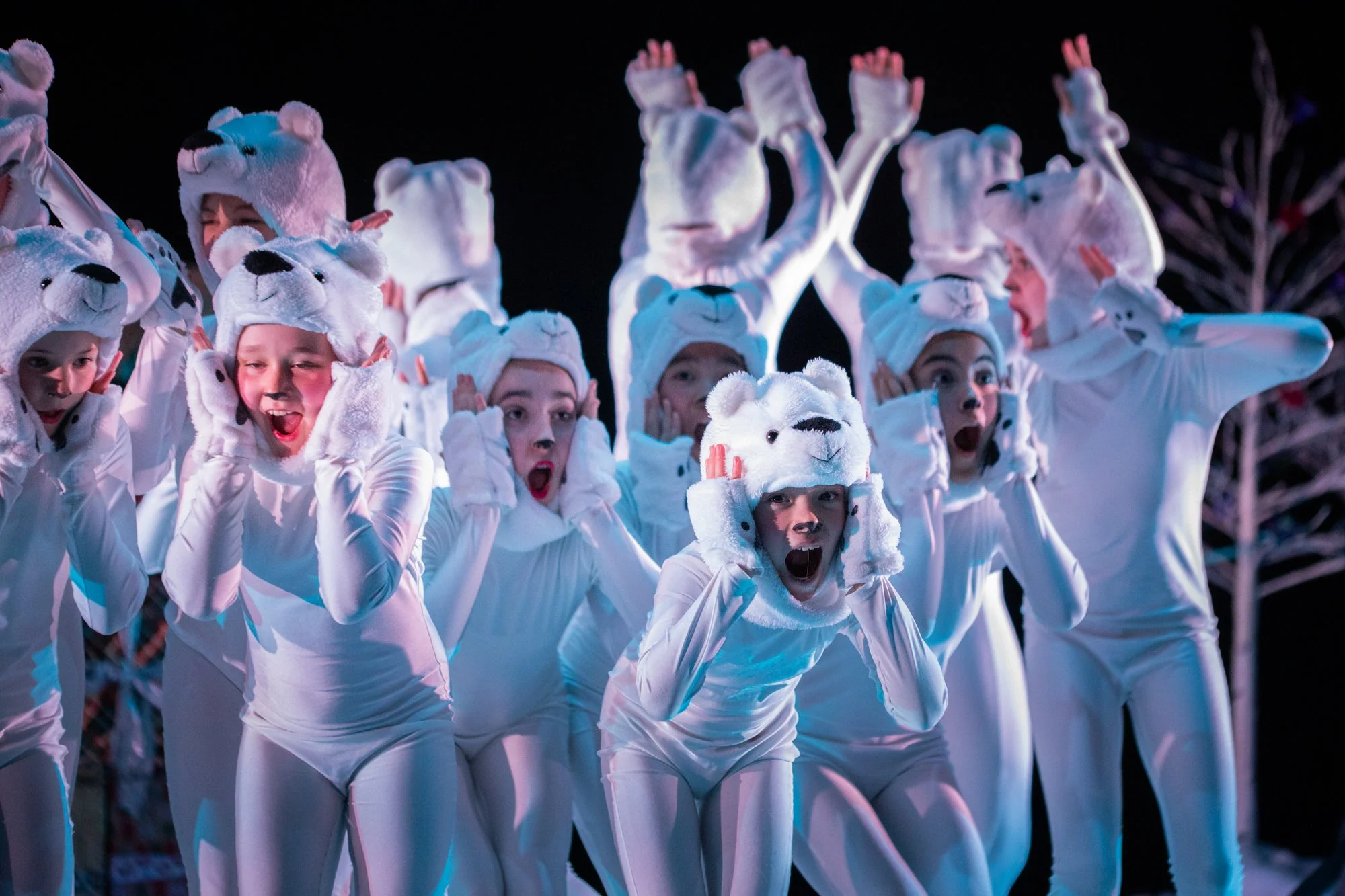 Youth dancers on professional stage
