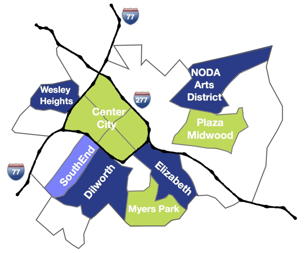 Charlotte Map. Charlotte NC Map. Charlotte City Map. Карта Шарлотт по районам.