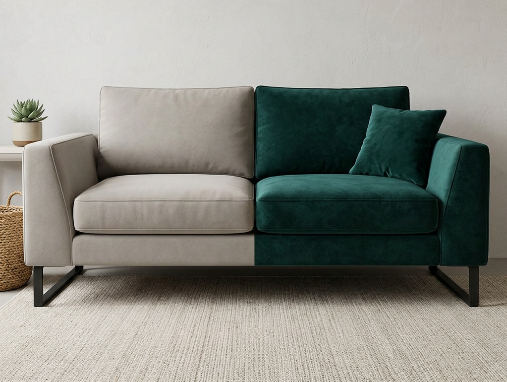 Before and after sofa reupholstery preview
