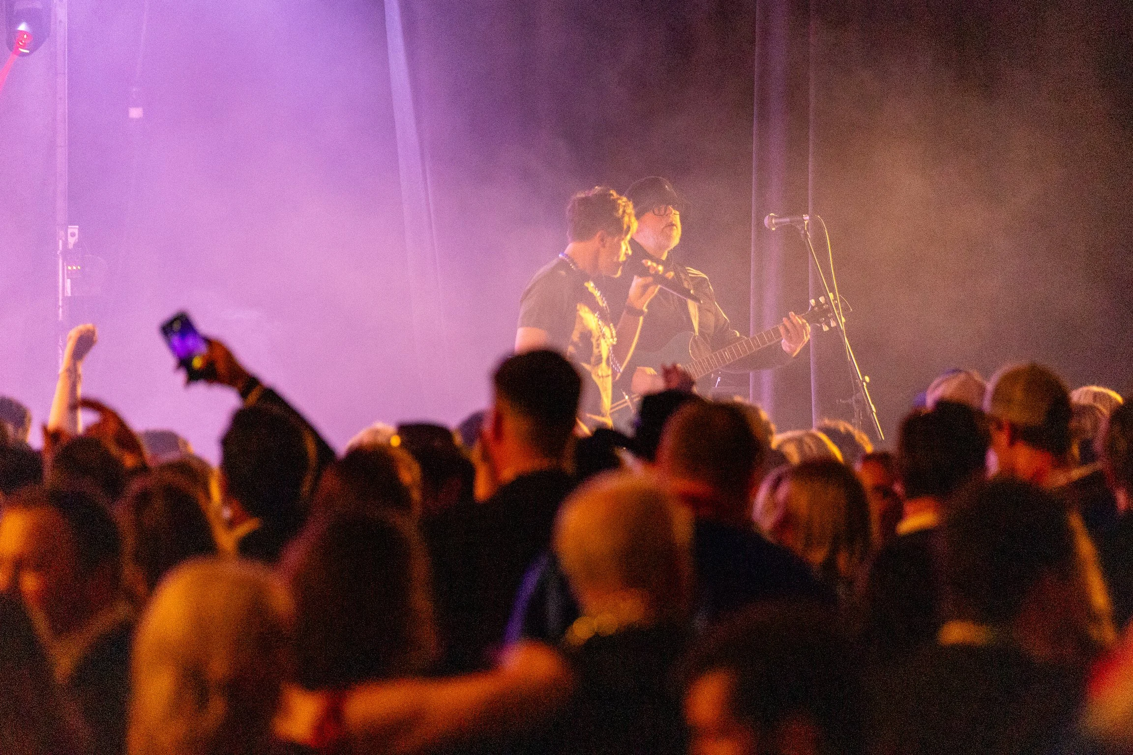 Fly By Radio performing to packed crowd