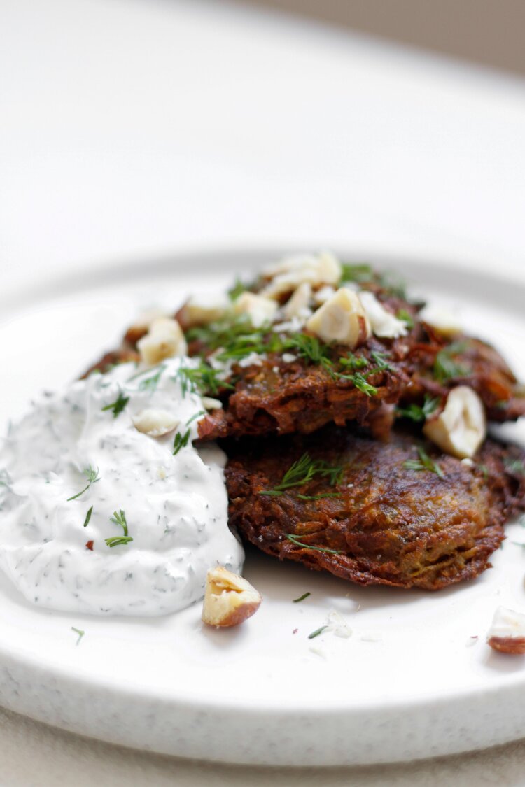 Golden beet latkes 