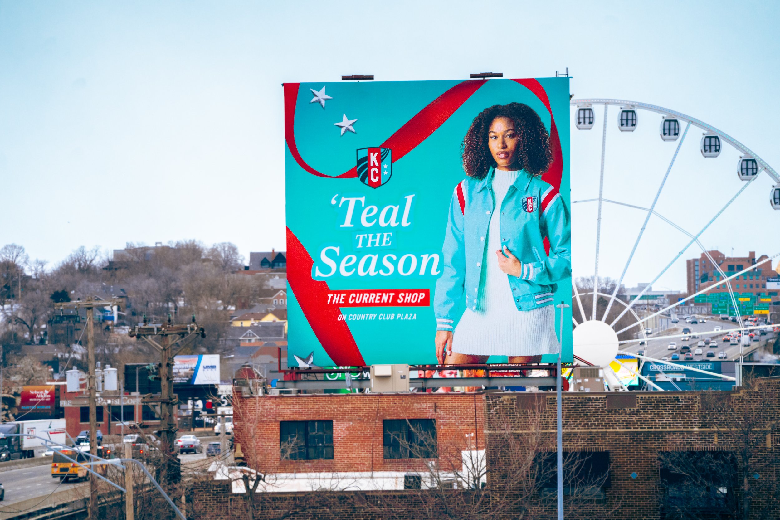 KC Current seasonal merchandise campaign billboard in Kansas City