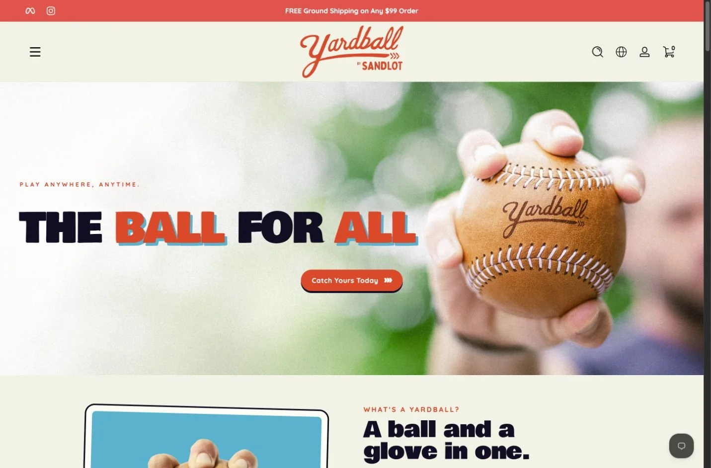 Yardball ecommerce website designed by Blamilton Creative