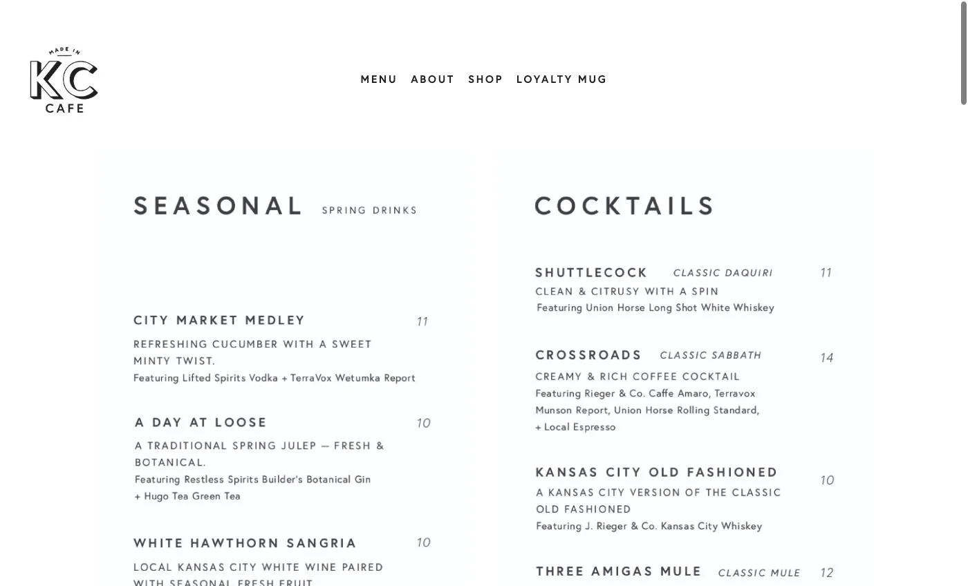 Archived taproom menu displaying printed cocktail menus as images.