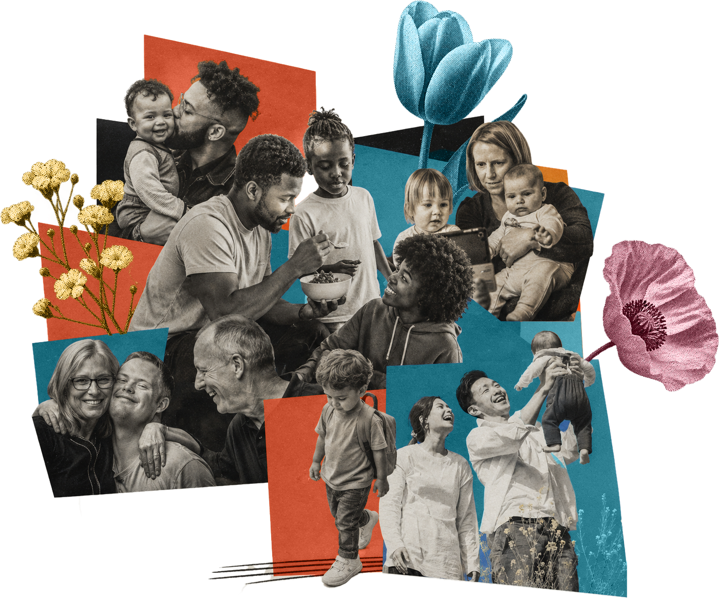 A collage of families from our community