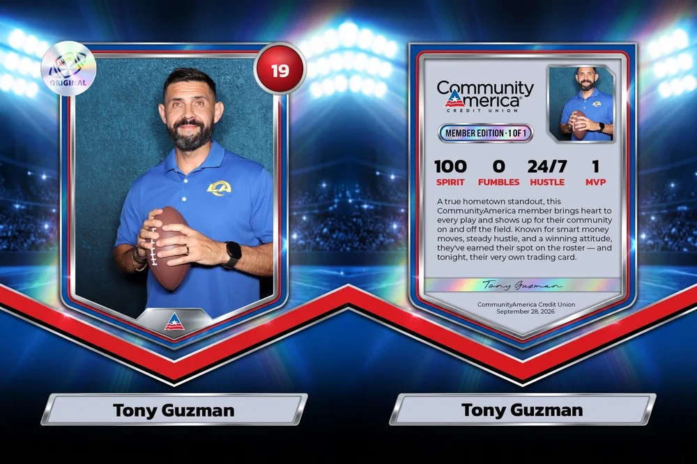 Trading card designed with the sponsor's logo and team colors at a fan night