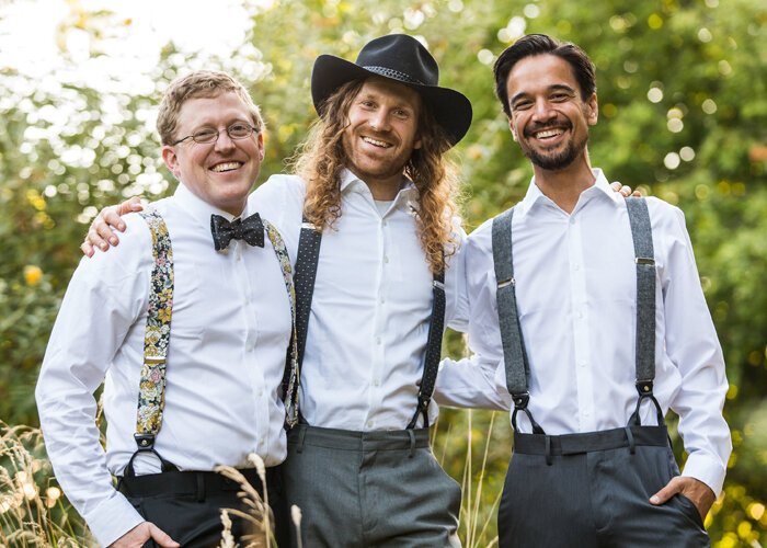 groom and groomsmen wearing durian and the lyon haberdashery