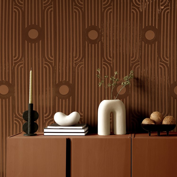 Society of Wonderland Monochromatic Terracotta Modern Geometric Wallpaper Entryway