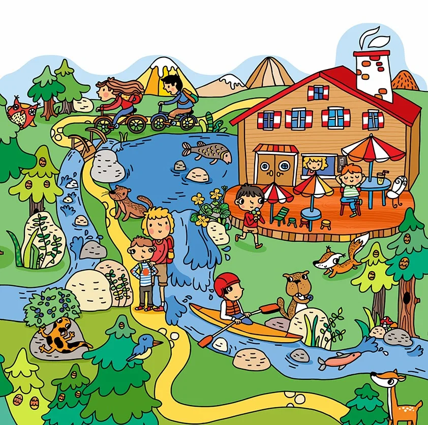 They are in the river. They are in the river. Animals and where they live. Мальчики в лодке. Картины детей в солнечную погоду.