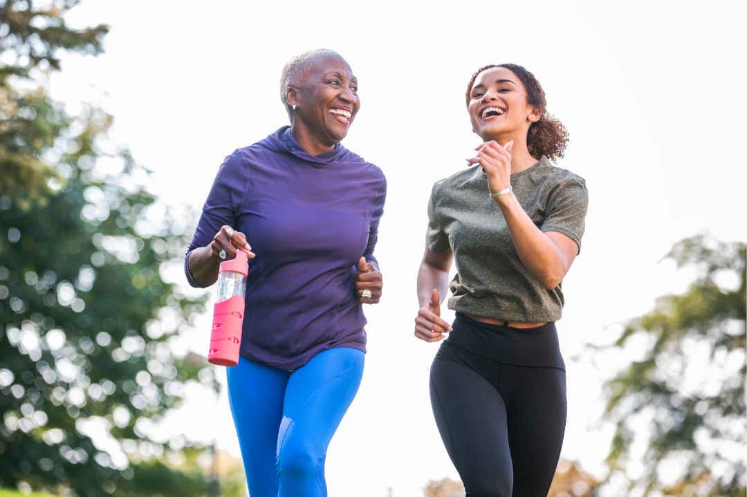 two women jogging outdoor
