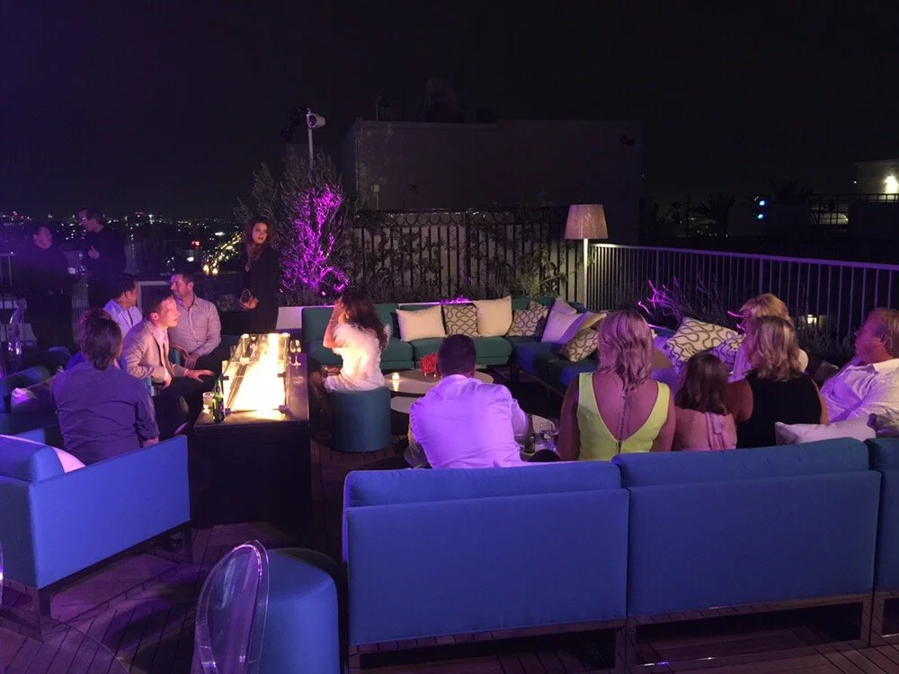 Outdoor bar service at a Los Angeles rooftop event