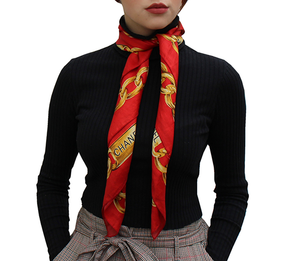 Vintage Bootleg Chanel Red Scarf — Roots