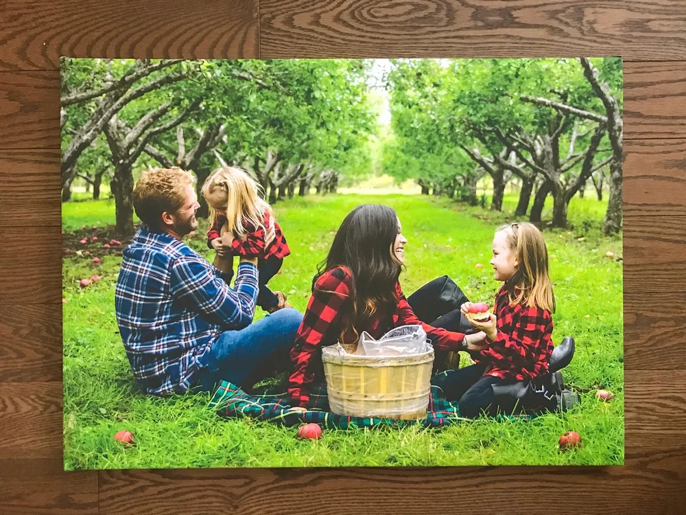 A finished family photo canvas wrap
