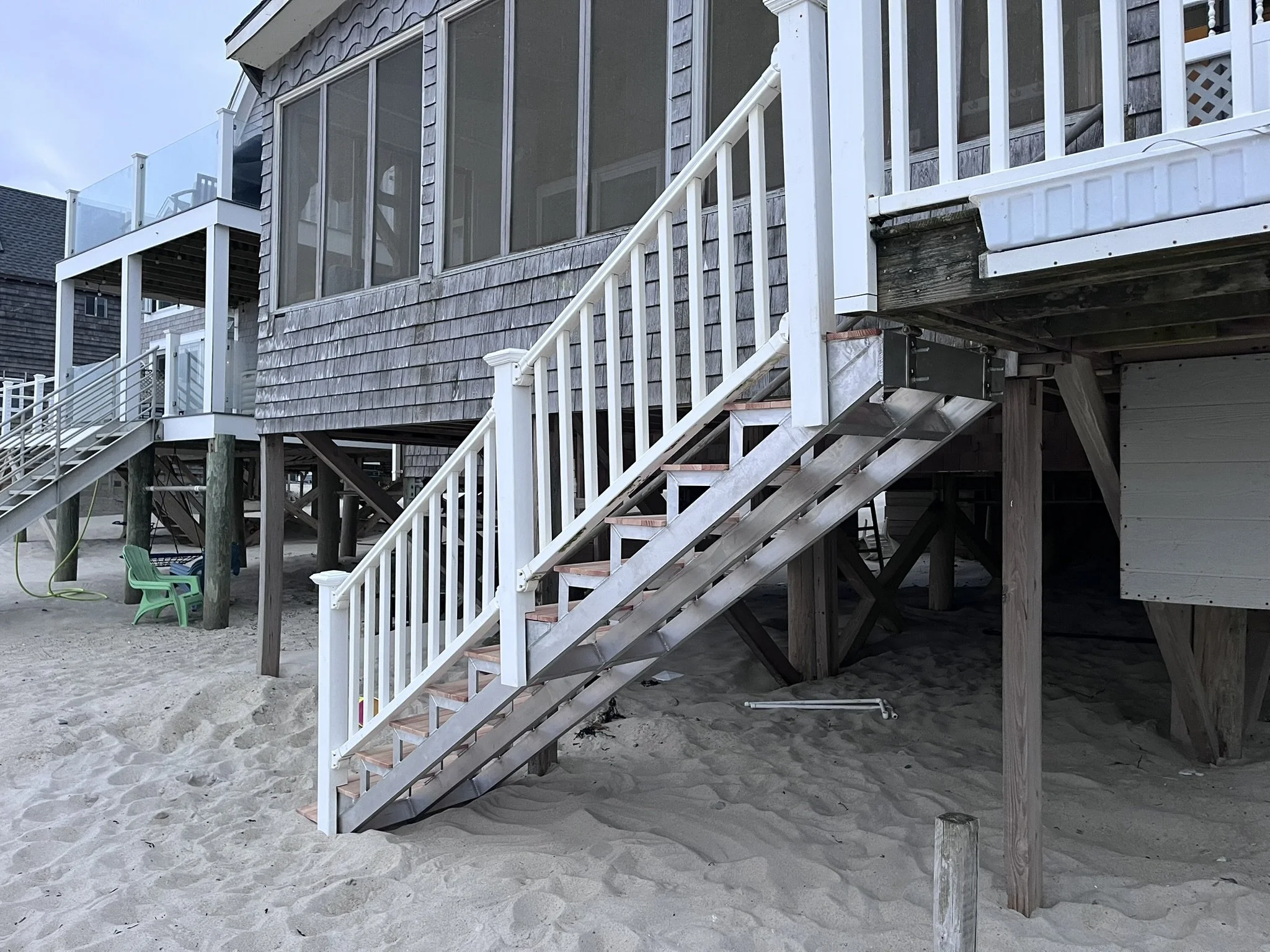 Wide view of installed stairs from the beach