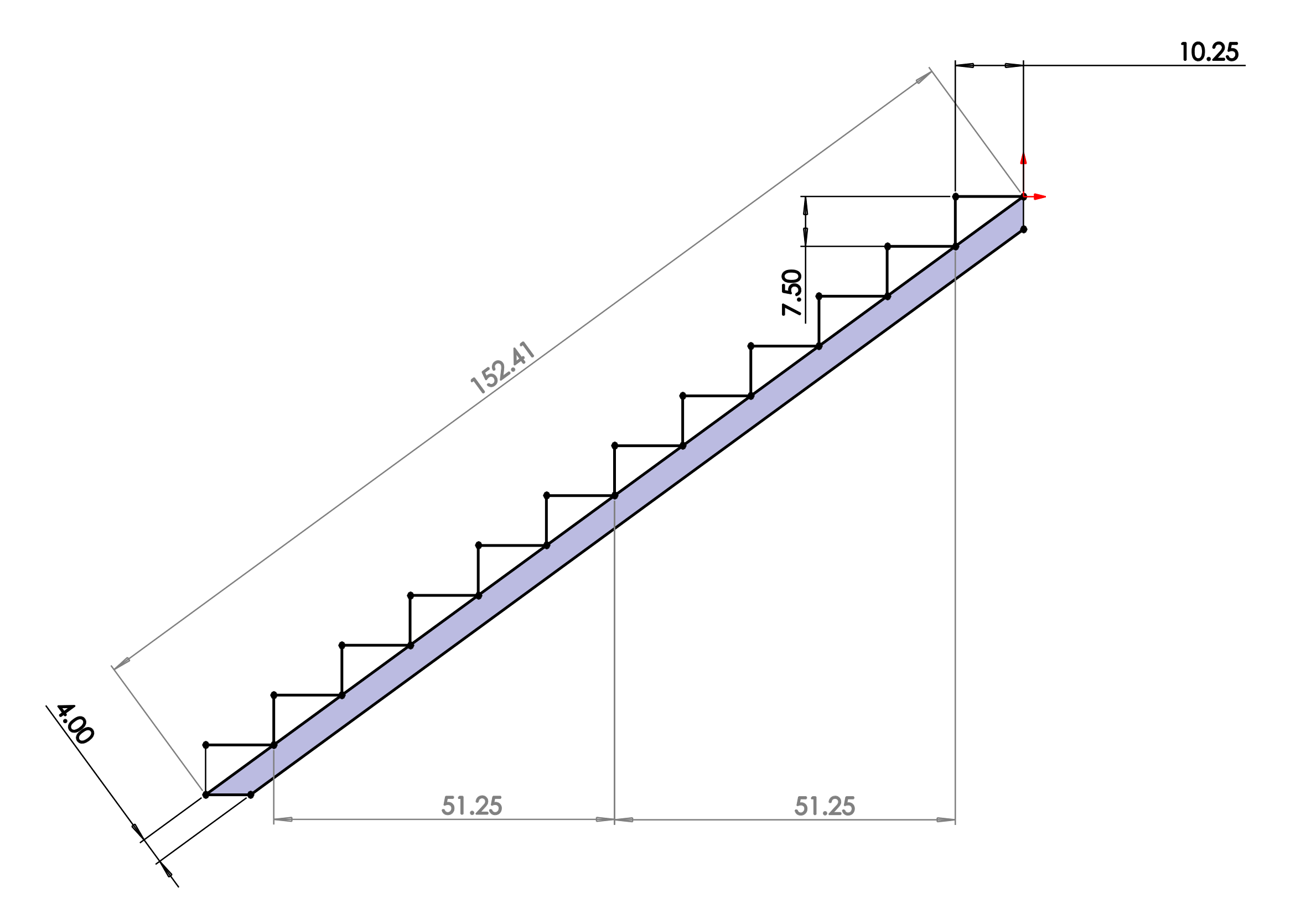 2D CAD drawing with dimensions