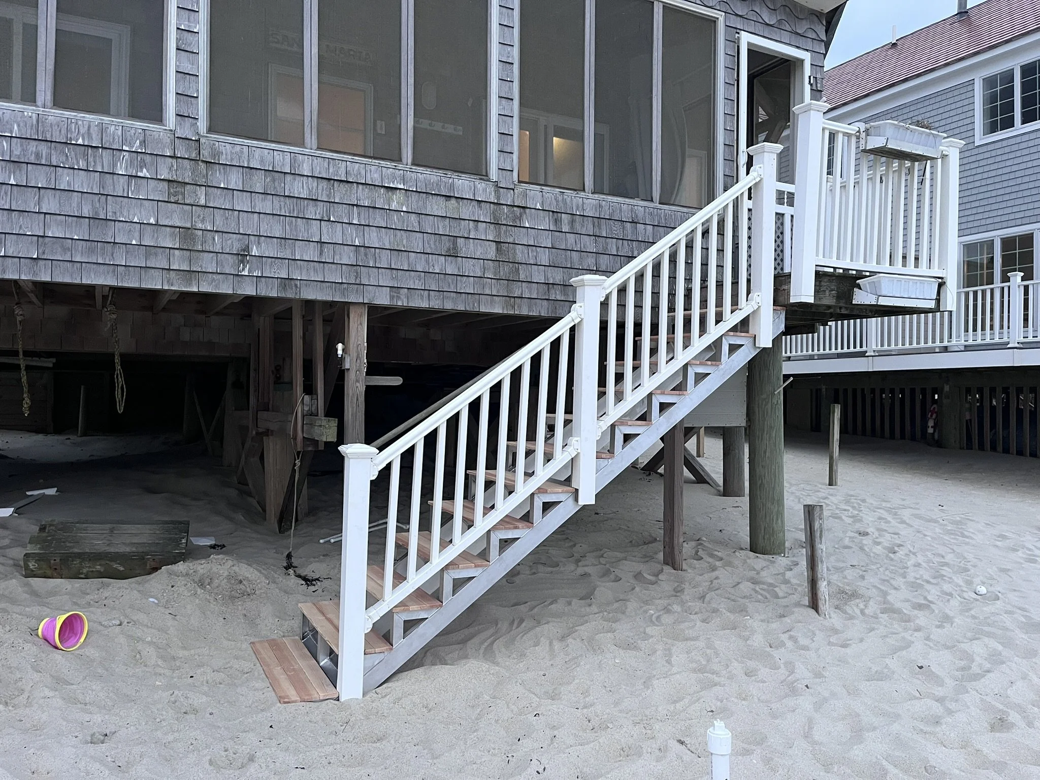 Side view of installed stairs from beach