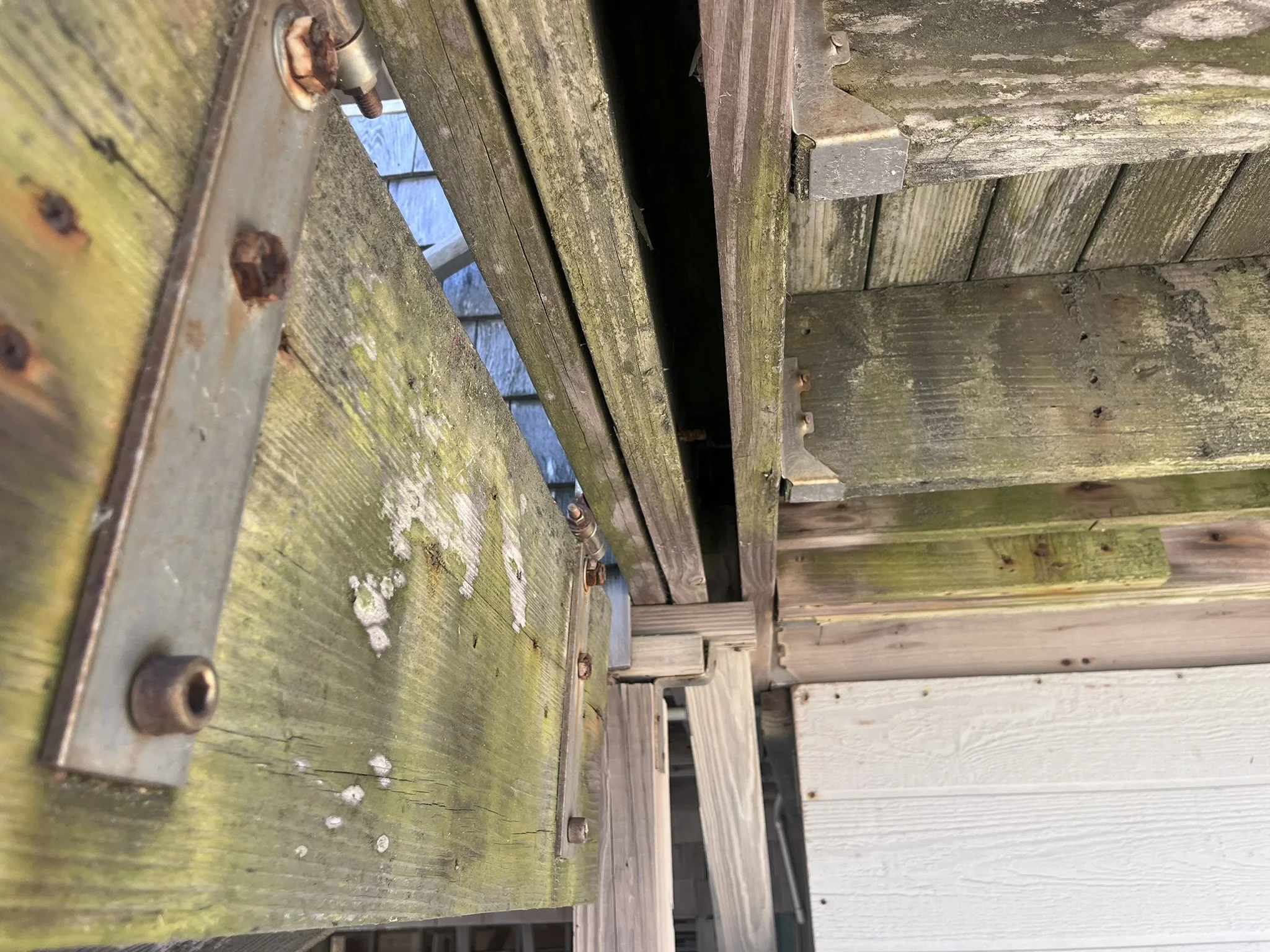 Collapsed original beach house stairs, front view