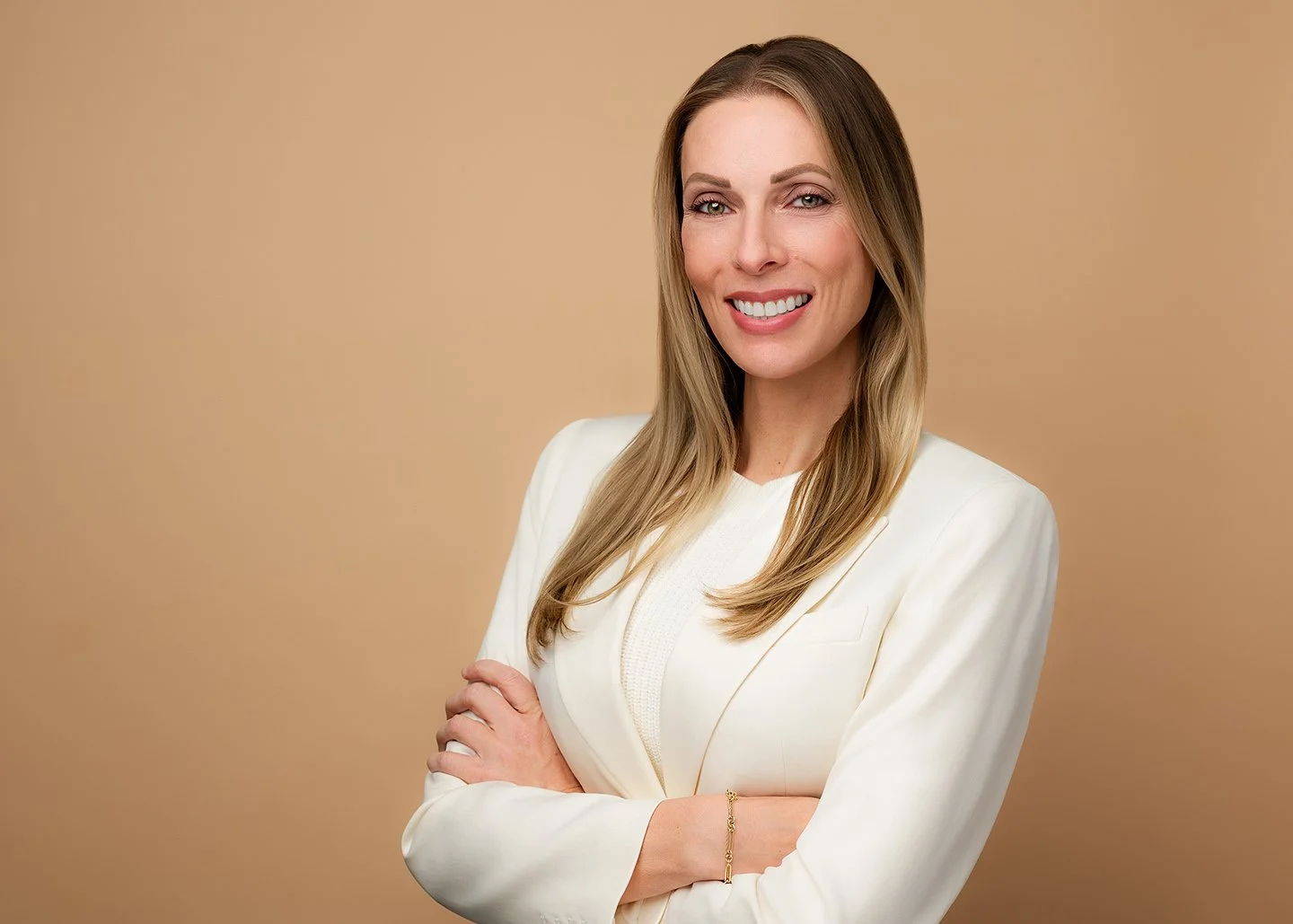 Executive Studio Session headshot example — professional female portrait in blue blazer