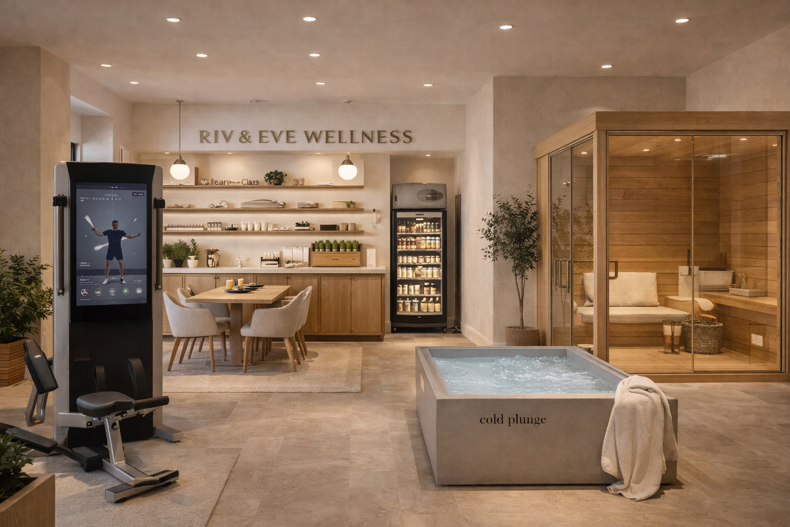 Luxury wellness space with modern training and recovery features