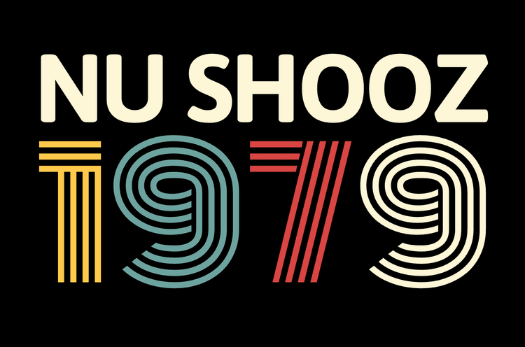 Nu Shooz Text with groovy numerals underneath that say 1979.