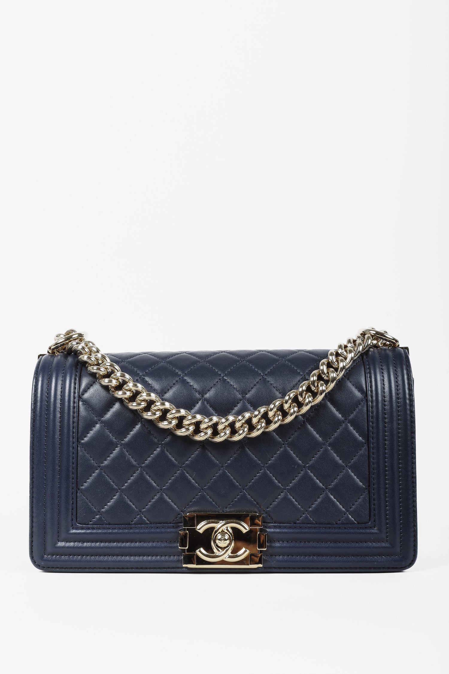 Chanel Midnight Blue Medium Quilted Boy Bag LGHW — BLOGGER ARMOIRE
