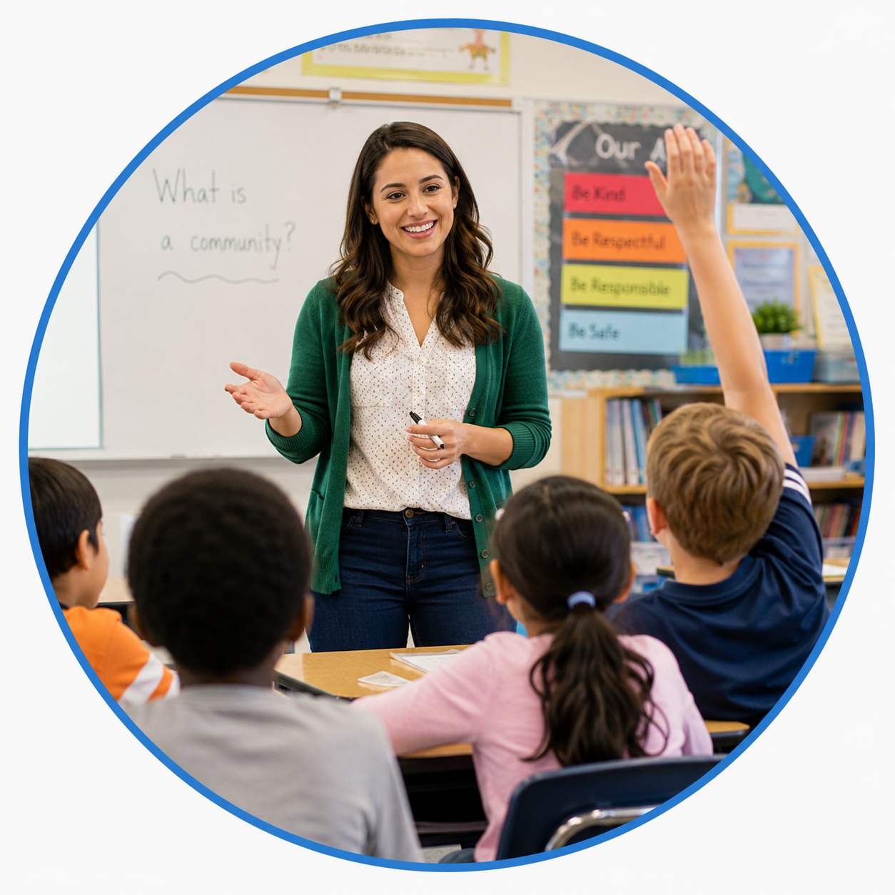 Teacher teaching a classroom of students