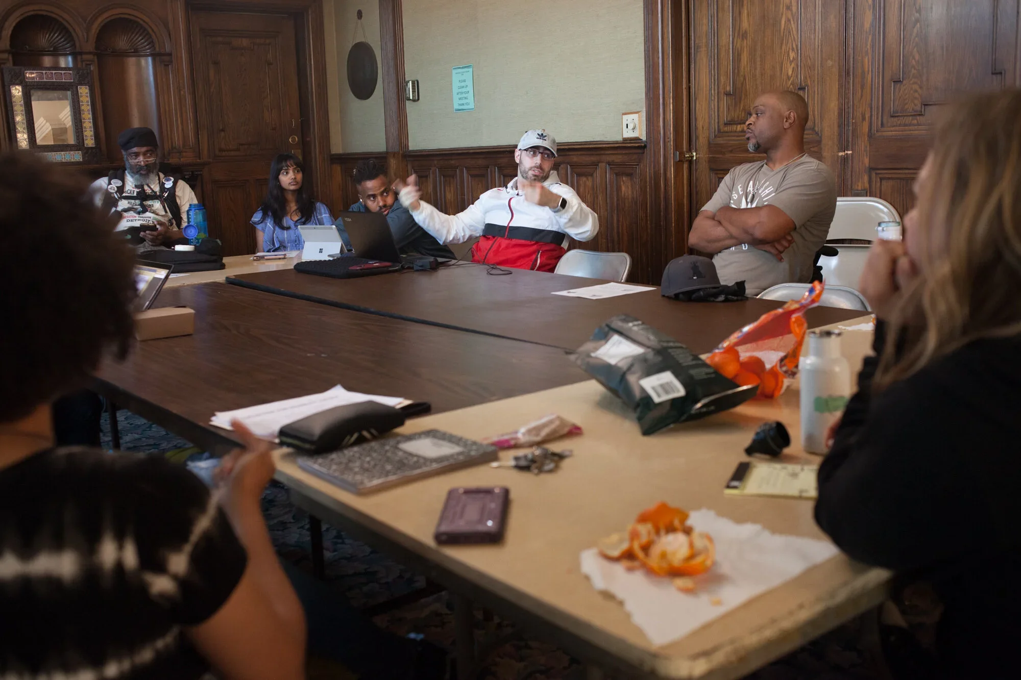 Tariq at a community meeting