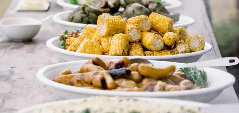 A buffet ready for a wedding reception