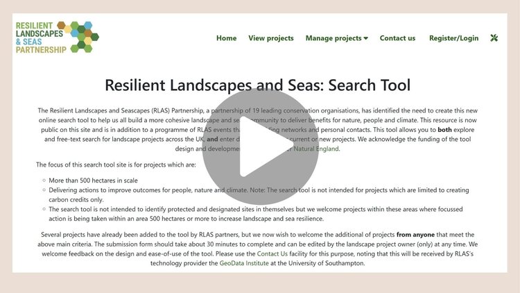 Screenshot of the online search tool homepage