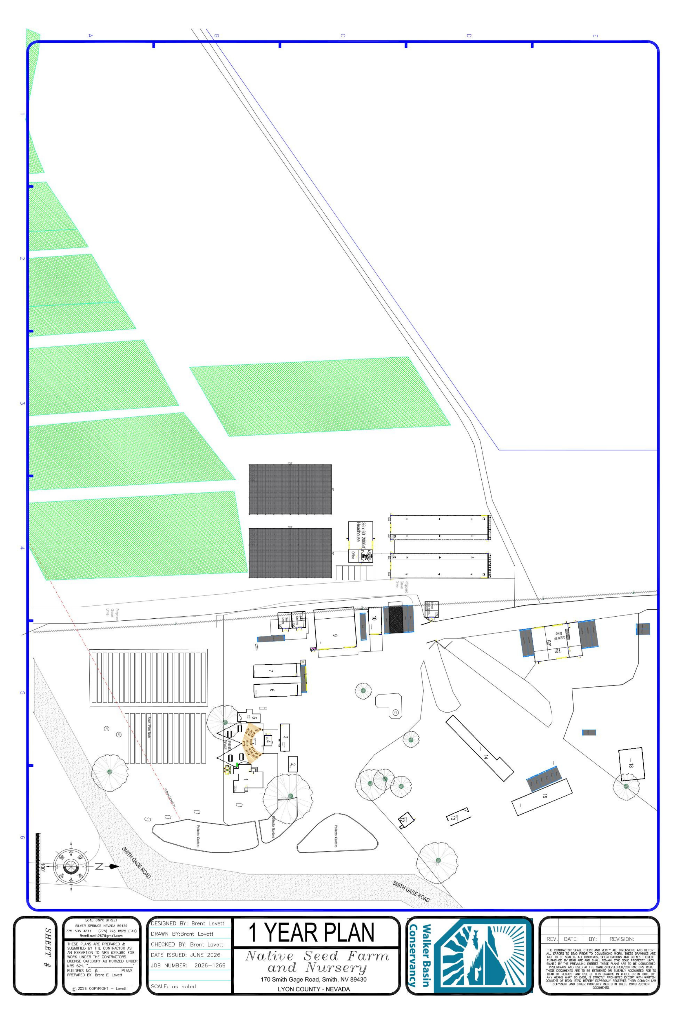 Engineering Drawing of native plant nursery complex planned for Smith-Gage Ranch