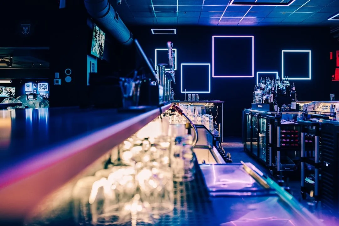 LED lighting design in a bar and hospitality interior