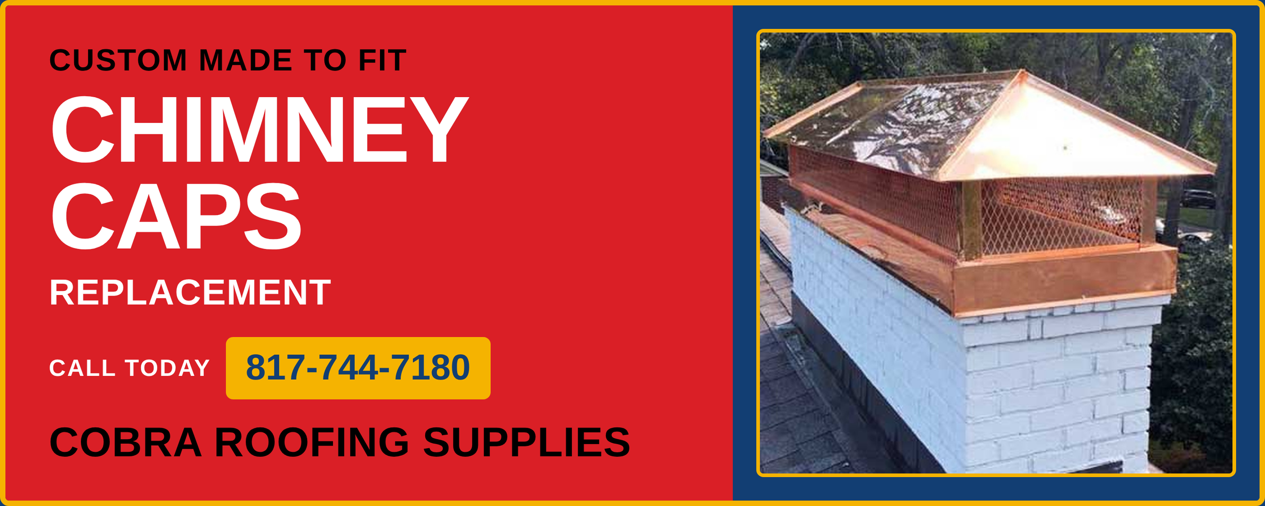 Custom made to fit chimney caps - replacement - call DFW Heights 817-809-9868