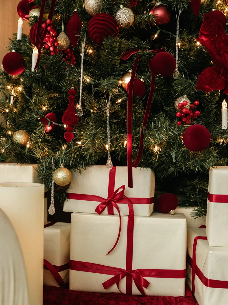 Wrapped gifts under the Christmas tree