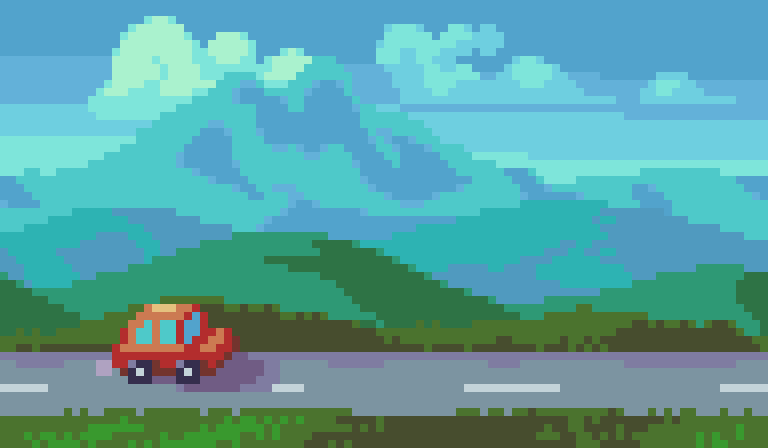 Example of parallax scrolling with several layers moving at different speeds