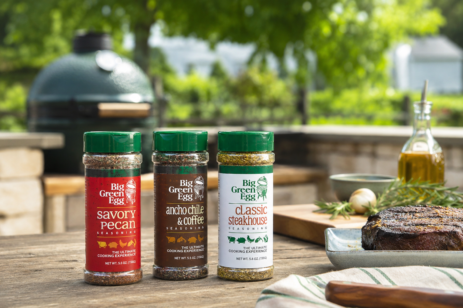 Big Green Egg rubs, three for twenty-five dollars
