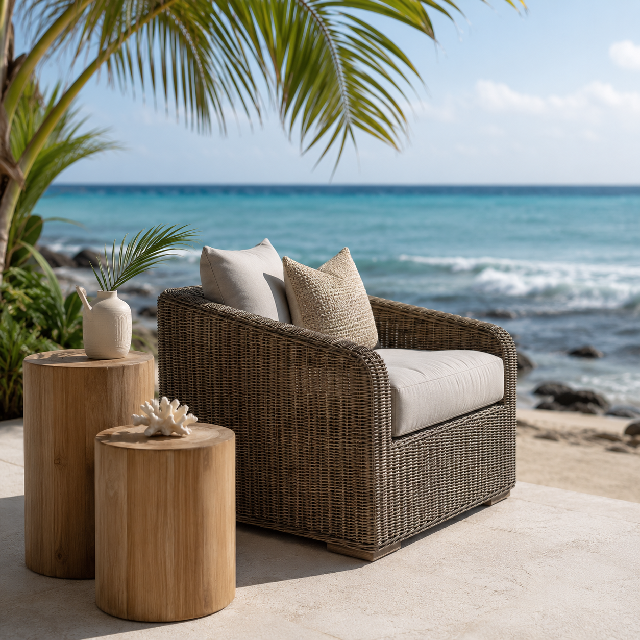 Summer Classics beachside wicker lounge chair