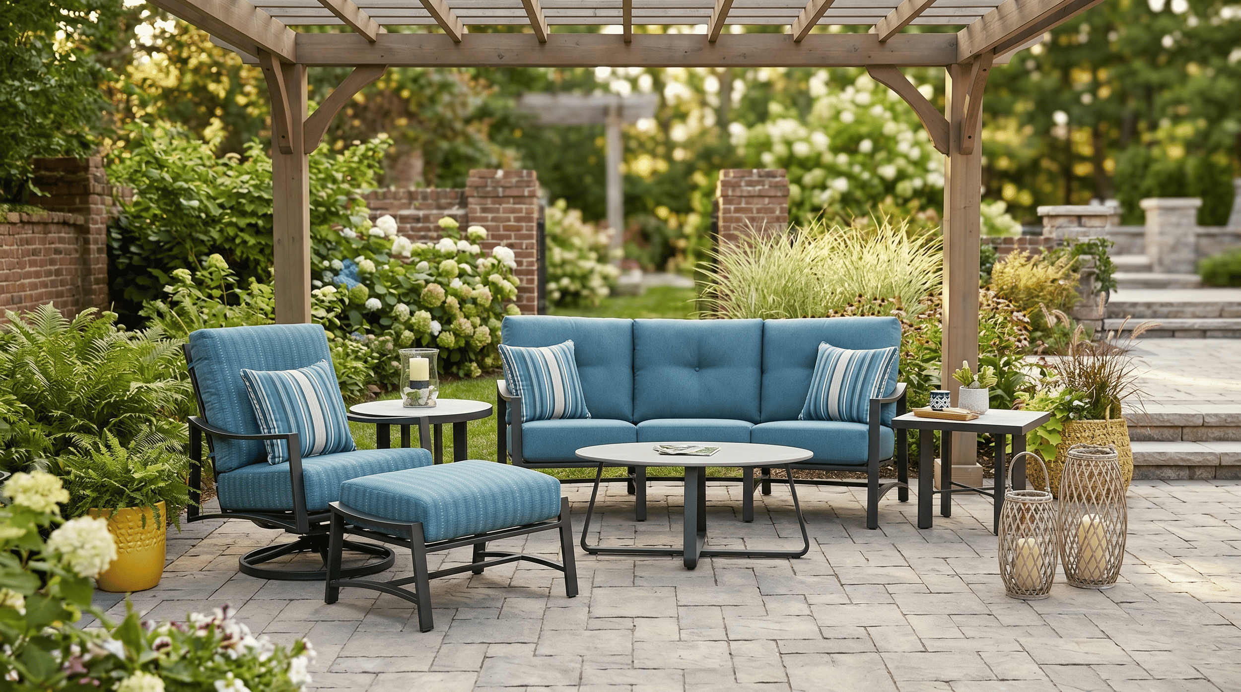 Pergola and outdoor furniture floor model