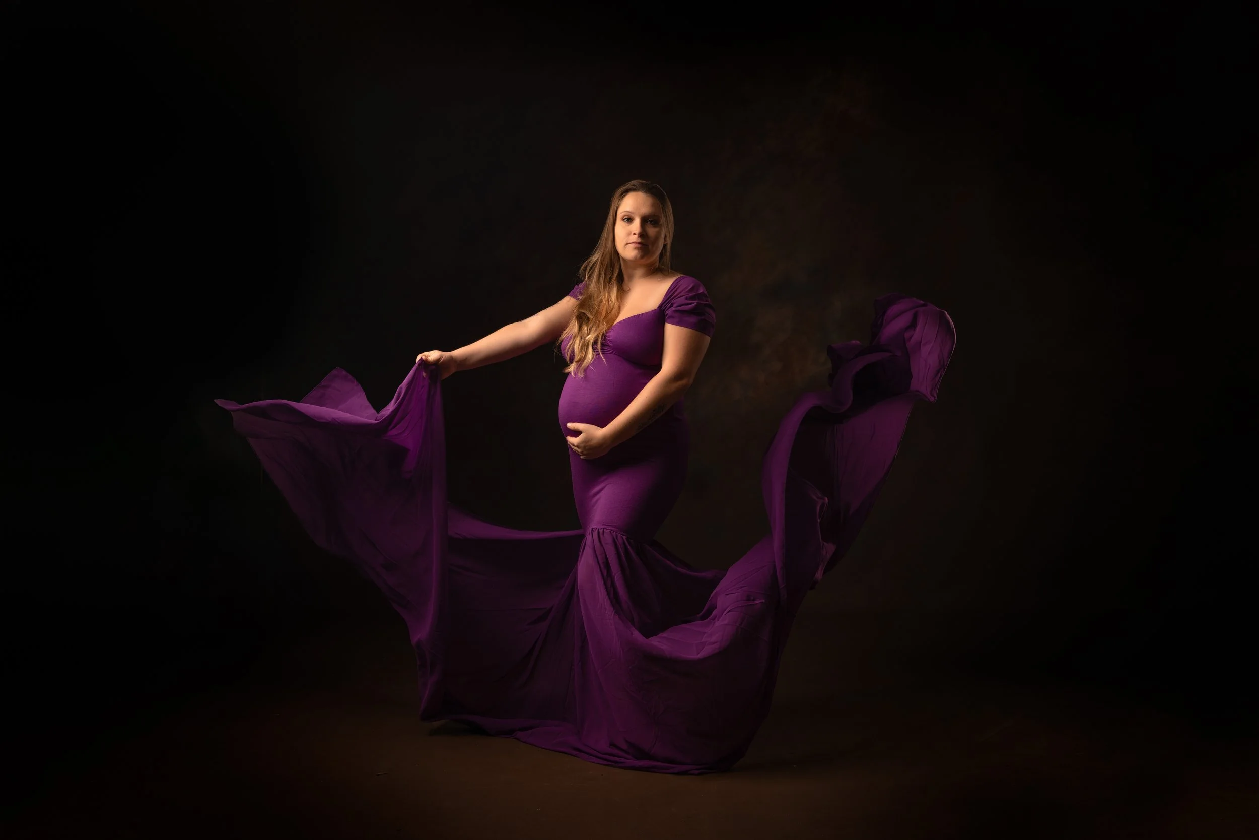 Fine-art studio maternity portrait