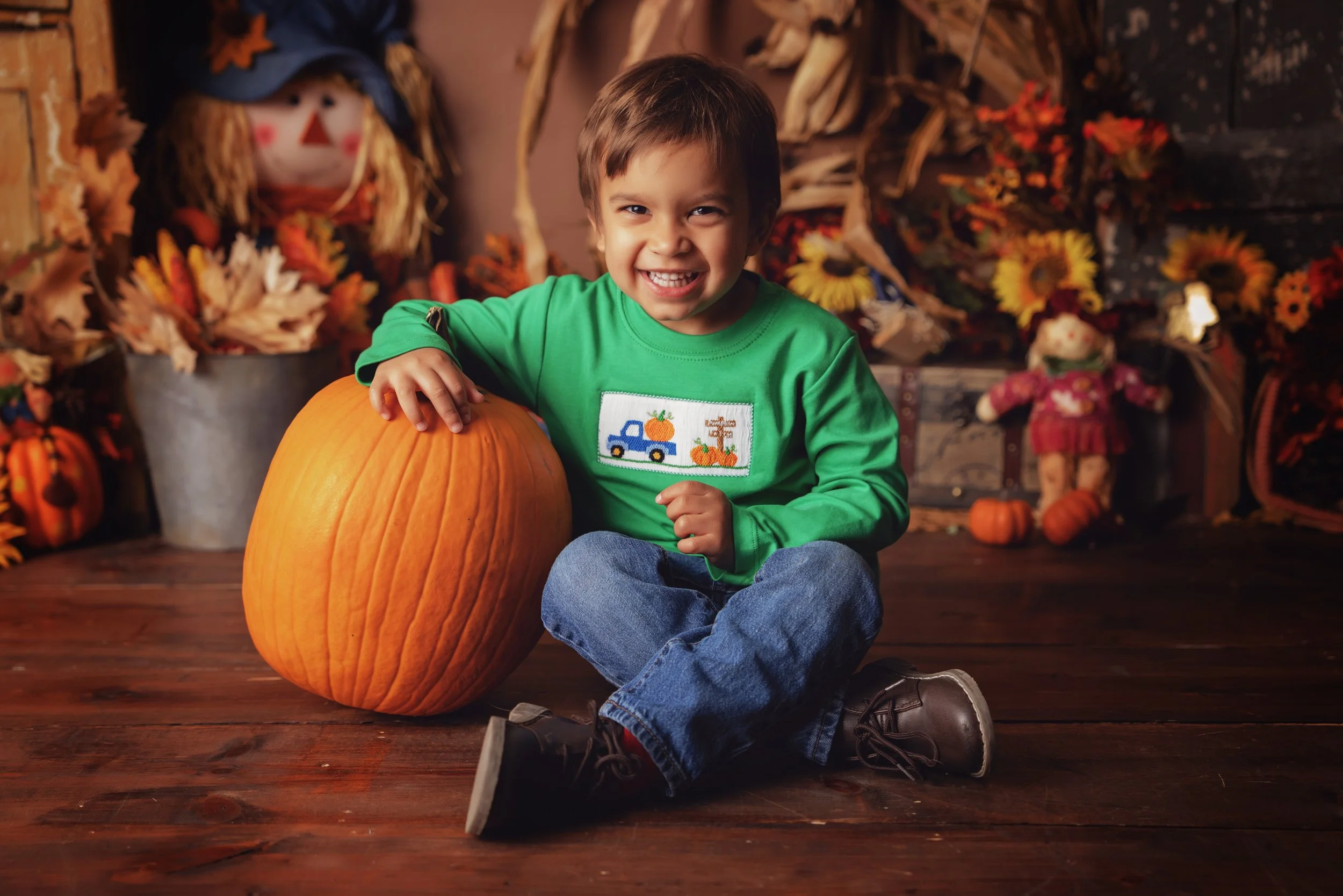 Pumpkin Patch portrait shown as framed wall artwork