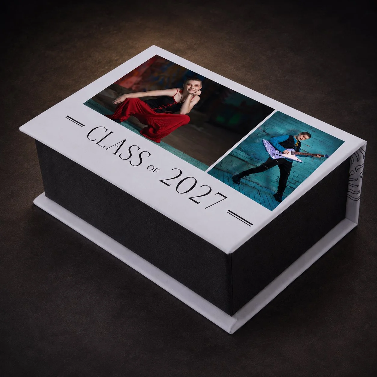 Custom keepsake print box with mounted portrait prints