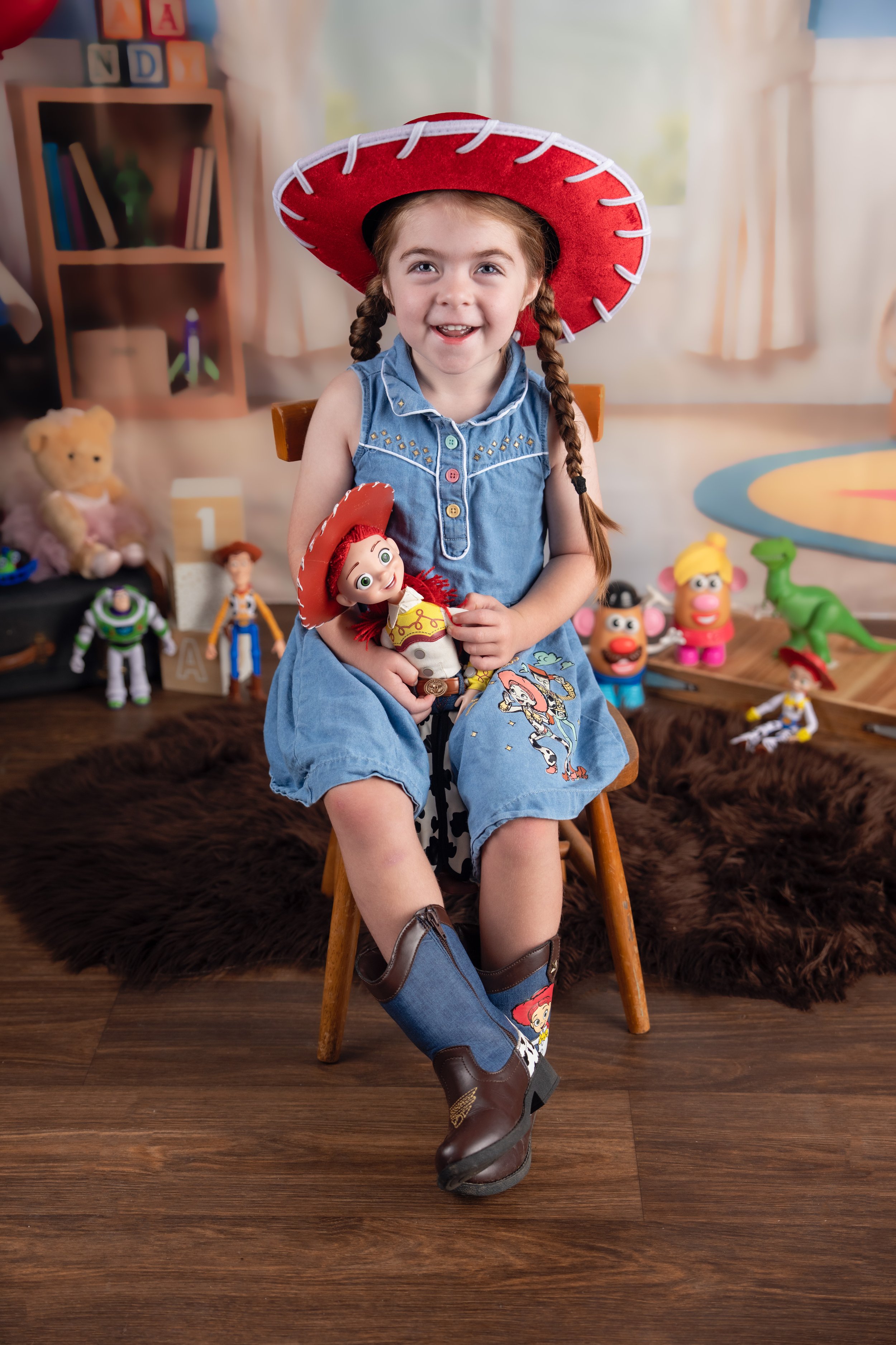 Child enjoying the colorful playroom portrait set