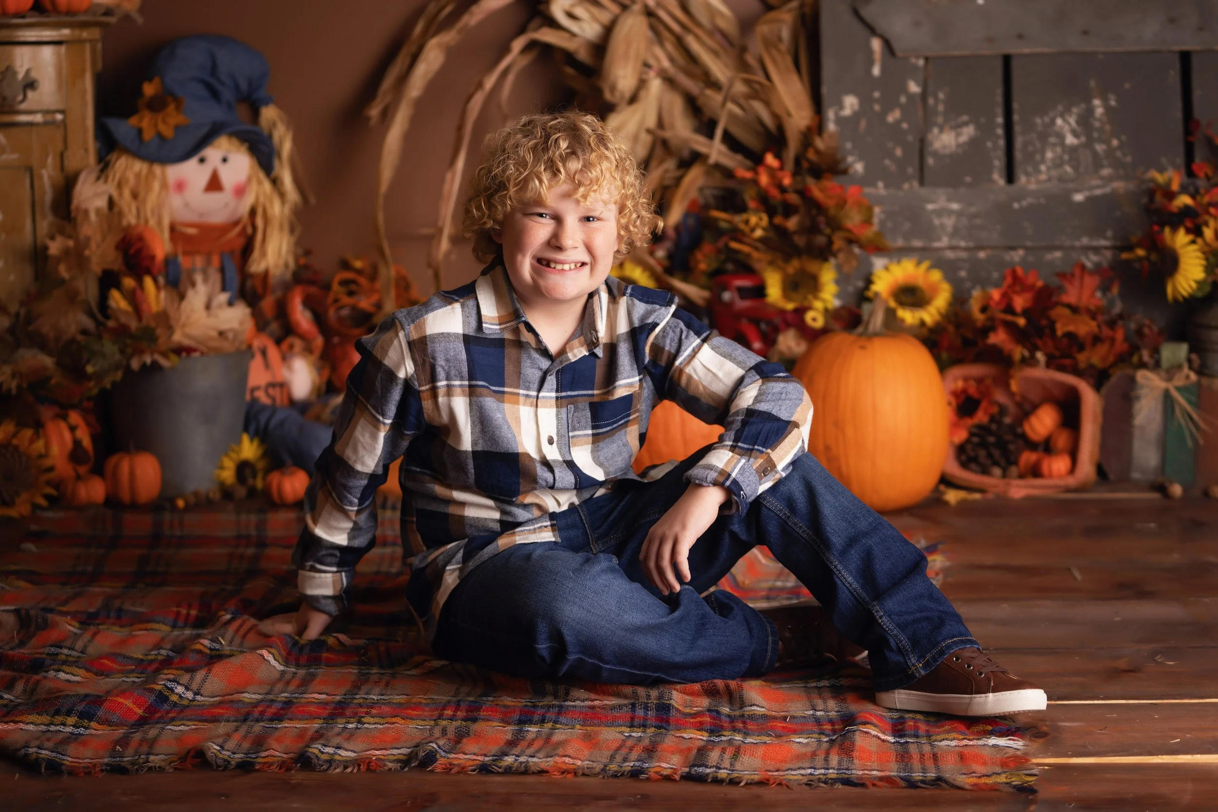 Child portrait in a custom fall scene