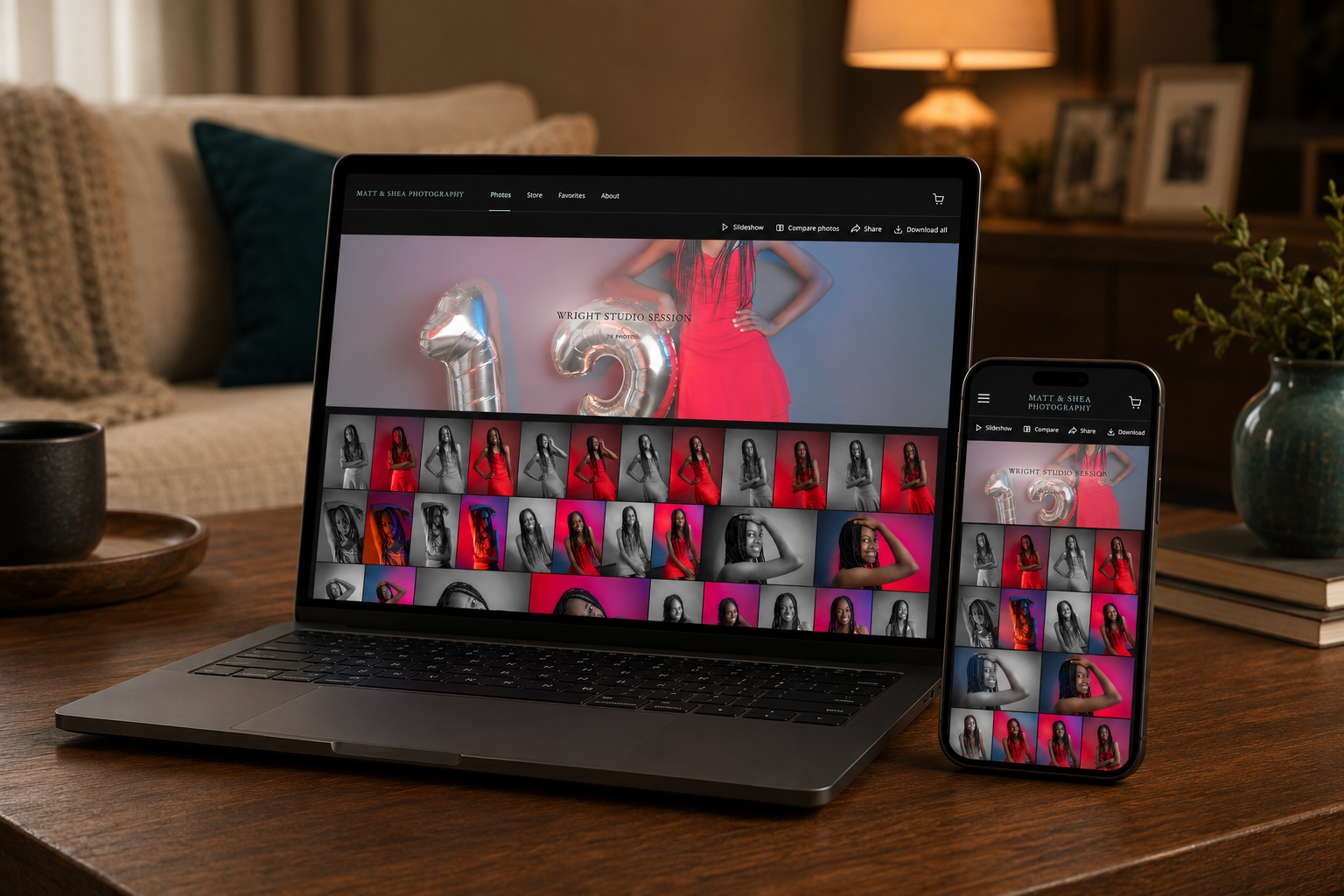 Infinity Gallery displayed on a laptop and mobile portrait app