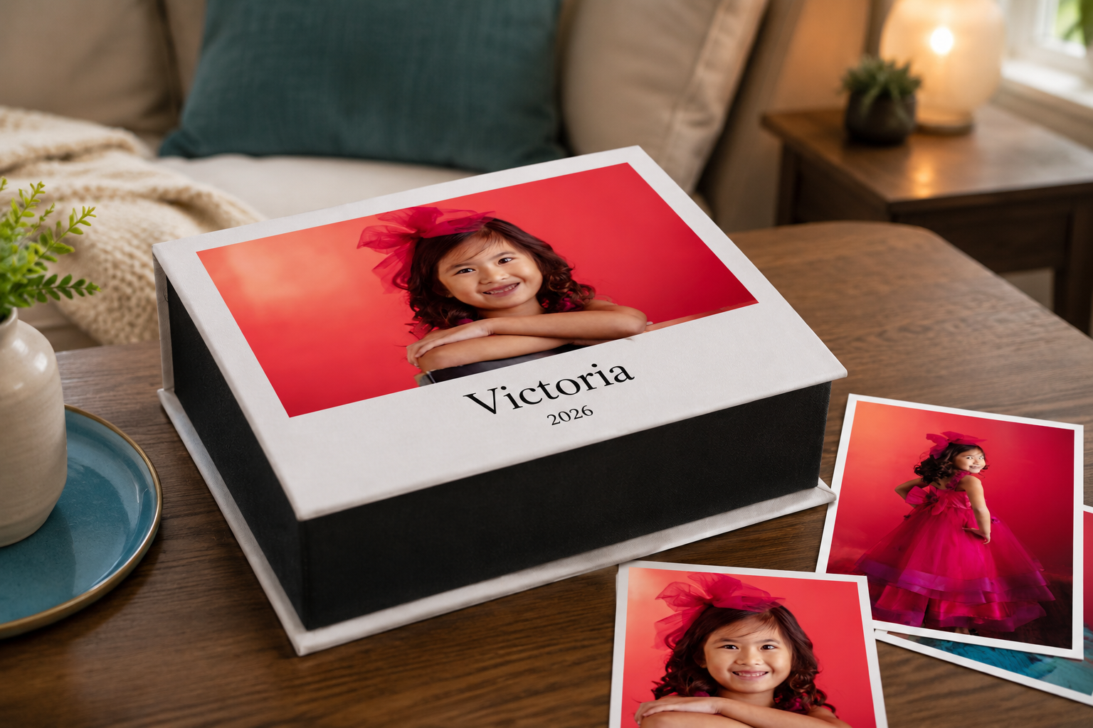 Custom portrait image box with professional photographic prints
